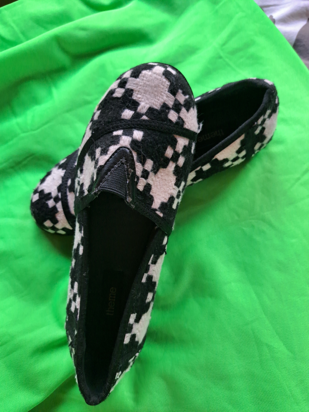 Theme Black and White Patterned Slip-On Loafers
